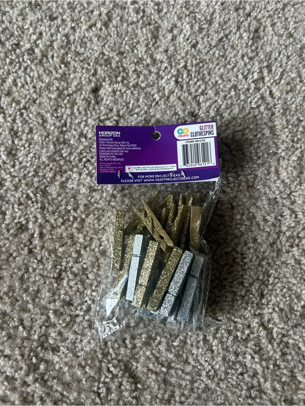 Glitter Clothespins - Gold & Silver Decorative Clips (24 Pack)